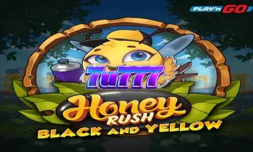 Honey Rush Black and Yellow neon city theme slot interface